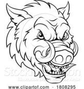 Vector Illustration of Boar Wild Hog Razorback Warthog Mascot Pig by AtStockIllustration