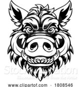 Vector Illustration of Boar Wild Hog Razorback Warthog Mascot Pig by AtStockIllustration