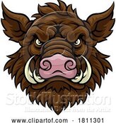 Vector Illustration of Boar Wild Hog Razorback Warthog Mascot Pig by AtStockIllustration
