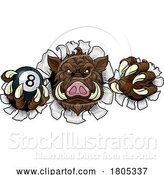 Vector Illustration of Boar Wild Hog Razorback Warthog Pig Pool Mascot by AtStockIllustration