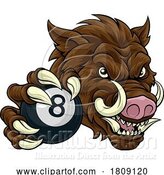 Vector Illustration of Boar Wild Hog Razorback Warthog Pig Pool Mascot by AtStockIllustration