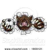 Vector Illustration of Boar Wild Hog Razorback Warthog Pig Soccer Mascot by AtStockIllustration