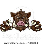 Vector Illustration of Boar Wild Hog Razorback Warthog Pig Sports Mascot by AtStockIllustration