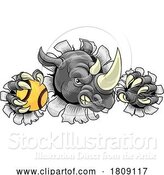 Vector Illustration of Boar Wild Hog Razorback Warthog Softball Mascot by AtStockIllustration