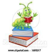 Vector Illustration of Bookworm Worm Caterpillar on Books Reading by AtStockIllustration