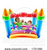 Vector Illustration of Bouncy House Castle Jumping Girl Boy Children by AtStockIllustration