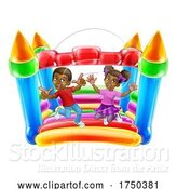 Vector Illustration of Bouncy House Castle Jumping Girl Boy Children by AtStockIllustration