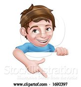 Vector Illustration of Boy Kid Child Character Pointing at Sign by AtStockIllustration