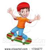 Vector Illustration of Boy Kid Child on Skateboard Skateboarding by AtStockIllustration