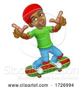 Vector Illustration of Boy Kid Child on Skateboard Skateboarding by AtStockIllustration