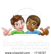 Vector Illustration of Boys Pointing Children Children Sign by AtStockIllustration