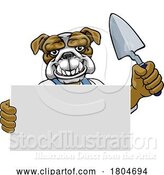 Vector Illustration of Bricklayer Bulldog Dog Trowel Tool Handyman Mascot by AtStockIllustration