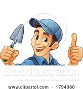 Vector Illustration of Bricklayer Mascot Tool Mason Construction Mascot by AtStockIllustration