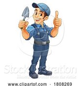 Vector Illustration of Bricklayer Mascot Tool Mason Construction Mascot by AtStockIllustration