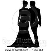 Vector Illustration of Bride and Groom Couple Wedding Dress Silhouettes by AtStockIllustration