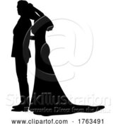 Vector Illustration of Bride and Groom Couple Wedding Dress Silhouettes by AtStockIllustration