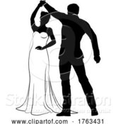 Vector Illustration of Bride and Groom Couple Wedding Dress Silhouettes by AtStockIllustration