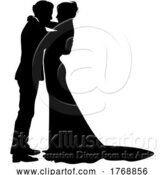 Vector Illustration of Bride and Groom Couple Wedding Dress Silhouettes by AtStockIllustration