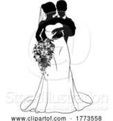 Vector Illustration of Bride and Groom Couple Wedding Dress Silhouettes by AtStockIllustration