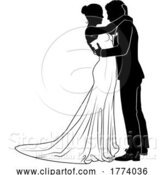 Vector Illustration of Bride and Groom Couple Wedding Dress Silhouettes by AtStockIllustration