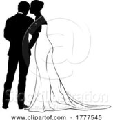 Vector Illustration of Bride and Groom Couple Wedding Dress Silhouettes by AtStockIllustration