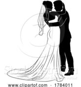 Vector Illustration of Bride and Groom Couple Wedding Dress Silhouettes by AtStockIllustration