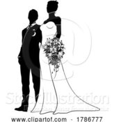 Vector Illustration of Bride and Groom Couple Wedding Dress Silhouettes by AtStockIllustration