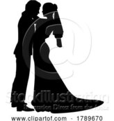 Vector Illustration of Bride and Groom Couple Wedding Dress Silhouettes by AtStockIllustration