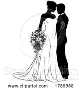 Vector Illustration of Bride and Groom Couple Wedding Dress Silhouettes by AtStockIllustration