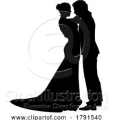 Vector Illustration of Bride and Groom Couple Wedding Dress Silhouettes by AtStockIllustration