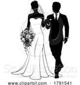 Vector Illustration of Bride and Groom Couple Wedding Dress Silhouettes by AtStockIllustration