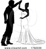 Vector Illustration of Bride and Groom Couple Wedding Dress Silhouettes by AtStockIllustration