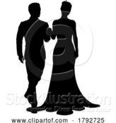 Vector Illustration of Bride and Groom Couple Wedding Dress Silhouettes by AtStockIllustration