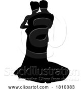 Vector Illustration of Bride and Groom Couple Wedding Dress Silhouettes by AtStockIllustration
