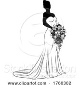 Vector Illustration of Bride Bridal Wedding Dress Silhouette Lady Design by AtStockIllustration