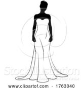 Vector Illustration of Bride Bridal Wedding Dress Silhouette Lady Design by AtStockIllustration