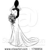 Vector Illustration of Bride Bridal Wedding Dress Silhouette Lady Design by AtStockIllustration