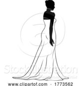 Vector Illustration of Bride Bridal Wedding Dress Silhouette Lady Design by AtStockIllustration