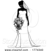 Vector Illustration of Bride Bridal Wedding Dress Silhouette Lady Design by AtStockIllustration