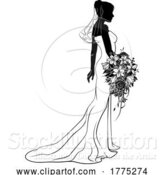 Vector Illustration of Bride Bridal Wedding Dress Silhouette Lady Design by AtStockIllustration