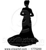 Vector Illustration of Bride Bridal Wedding Dress Silhouette Lady Design by AtStockIllustration