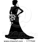 Vector Illustration of Bride Bridal Wedding Dress Silhouette Lady Design by AtStockIllustration