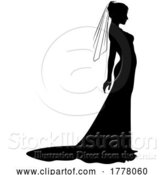 Vector Illustration of Bride Bridal Wedding Dress Silhouette Lady Design by AtStockIllustration