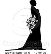 Vector Illustration of Bride Bridal Wedding Dress Silhouette Lady Design by AtStockIllustration