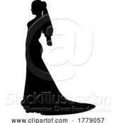 Vector Illustration of Bride Bridal Wedding Dress Silhouette Lady Design by AtStockIllustration