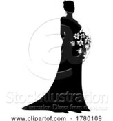 Vector Illustration of Bride Bridal Wedding Dress Silhouette Lady Design by AtStockIllustration