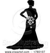 Vector Illustration of Bride Bridal Wedding Dress Silhouette Lady Design by AtStockIllustration