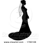 Vector Illustration of Bride Bridal Wedding Dress Silhouette Lady Design by AtStockIllustration