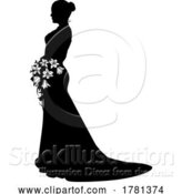 Vector Illustration of Bride Bridal Wedding Dress Silhouette Lady Design by AtStockIllustration