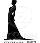 Vector Illustration of Bride Bridal Wedding Dress Silhouette Lady Design by AtStockIllustration